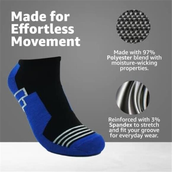 Men’s Low-Cut Socks 20 Pairs - Low Ankle Socks for Men, Polyester Socks - Picture 4 of 7